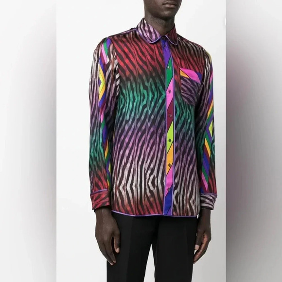PIERRE-LOUIS MASCIA "ALOE" SHIRT IN MULTICOLORED SILK - Picture 1 of 9